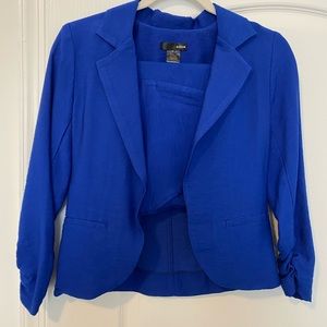 Aqua blazer and short set.